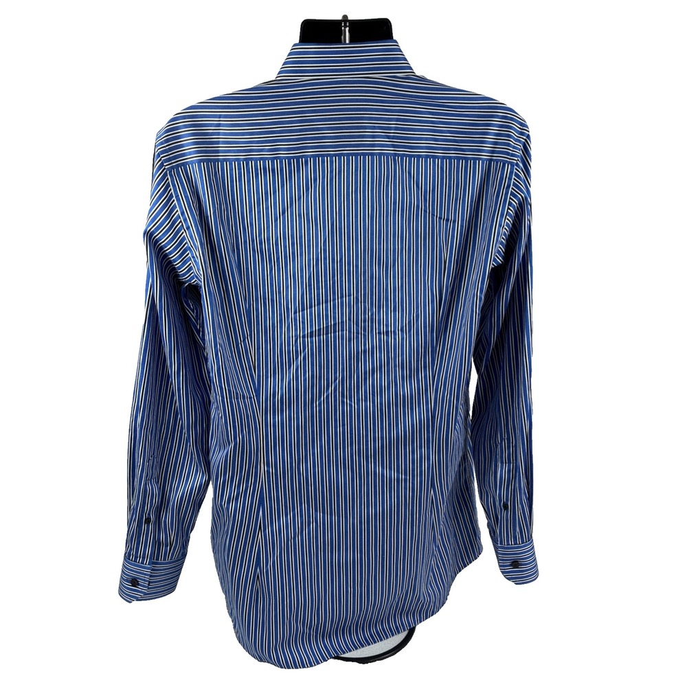 Mens Eton Contemporary Blue Striped Long Sleeve Dress Shirt Size 42 16.5 - Picture 5 of 10